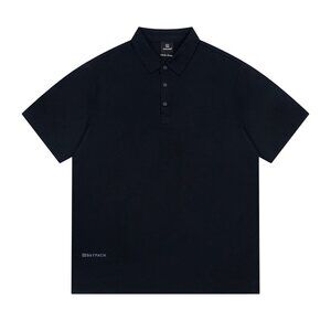 Black Lapel Letter Print Polo Shirt Kolon Sport
